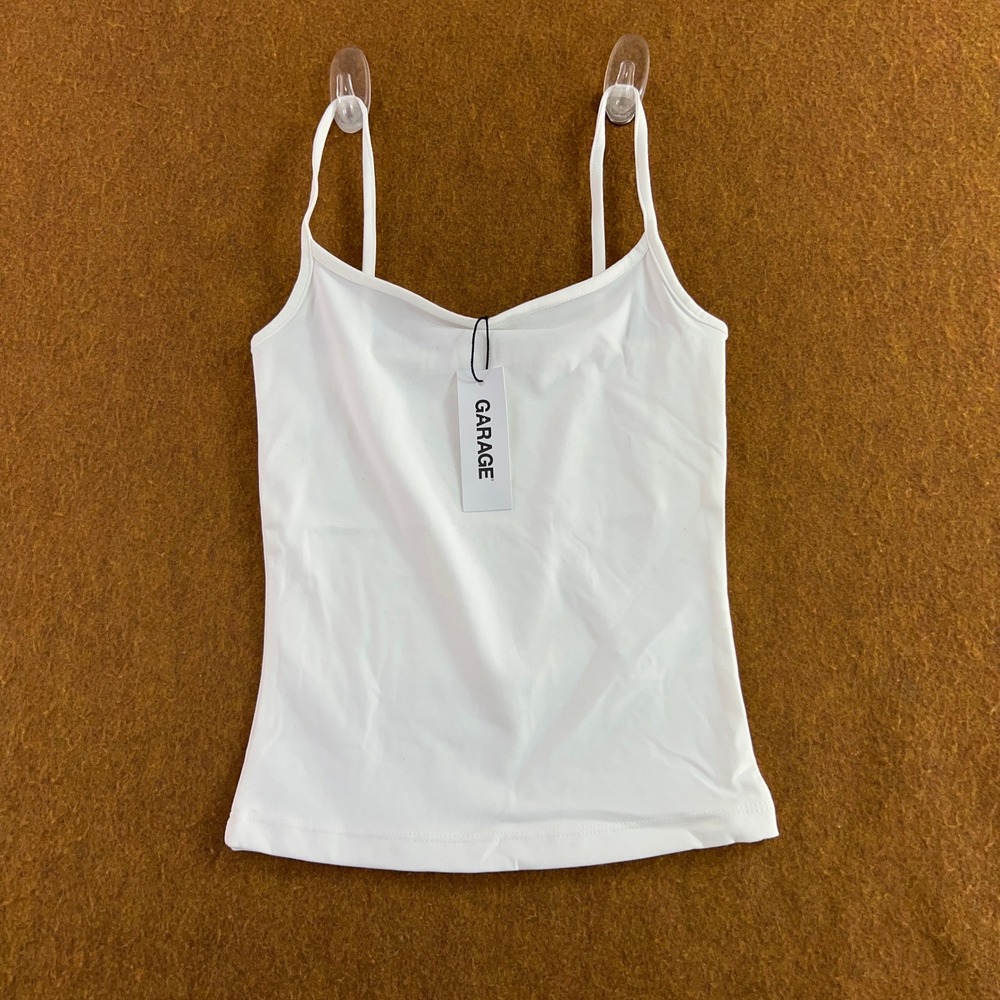 Garage Womens XS Bright White Sleek Scoop Cami Camisole Tank Top NWT